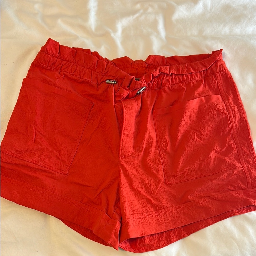 Athleta High Waist Red Shorts Relaxed Fit